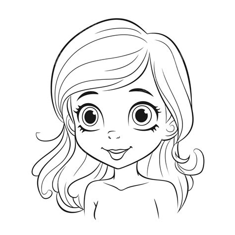 Young Girl Cute Girl Coloring Pages Outline Sketch Drawing Vector Easy