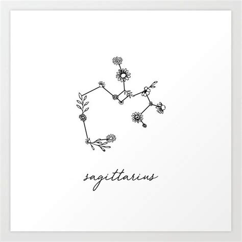 Buy Sagittarius Floral Zodiac Constellation Art Print By Aterkaderk