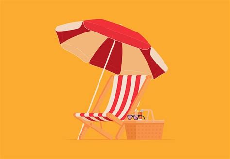 Premium Vector Beach Chair Lounger With Umbrella Summer Vacation By