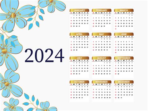 2024 Calendar With Floral Background 26549709 Vector Art At Vecteezy