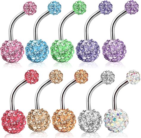 8mm Belly Button Bars Ring Piercing Jewellerypack Of 10 Colors Surgical Steel Navel Bar Body