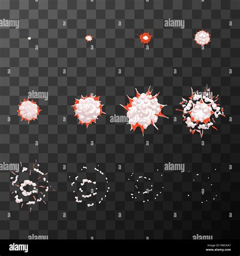Sprite Sheet For Cartoon Red Explosion Game Effect Animation Of 12