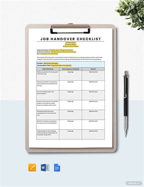 Job Checklist Apple Pages Free Download