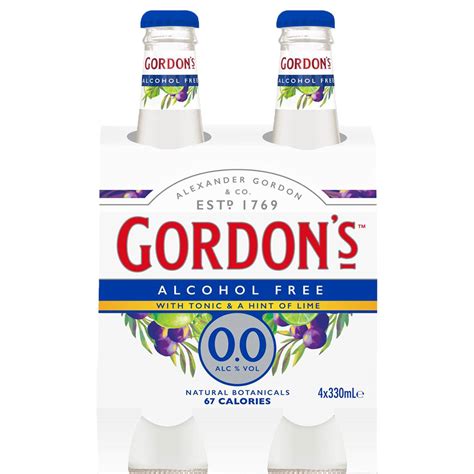 Gordons Alcohol Free Tonic And Lime Bottle 330ml X 4 Pack Woolworths