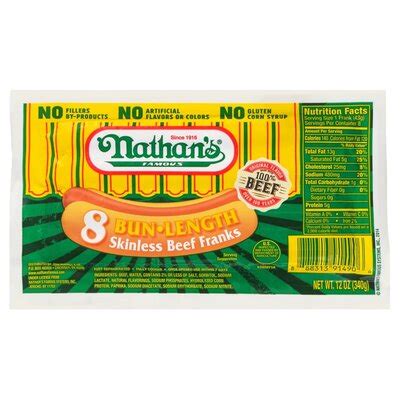 Nathans Nathans Nathan S Famous Skinless All Beef Franks Bun Length Oz Shop Super