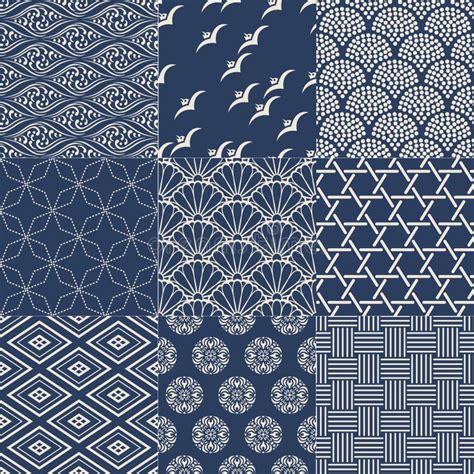 Japanese Wave Seamless Pattern Stock Vector Illustration Of