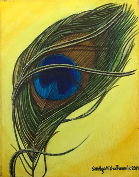 Buy Peacock Feather Handmade Painting By Sandhyamishra Pramanik Code