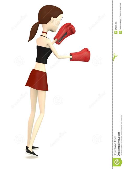 Cartoon Girl With Boxing Gloves Stock Illustration