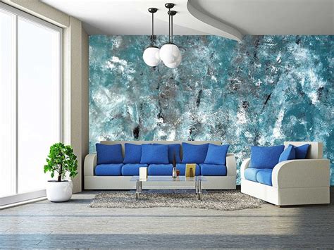 Wall26 Teal And Grey Abstract Art Painting Removable Wall Etsy