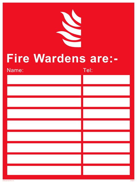 Fire Wardens Information Sign From Safety Sign Supplies
