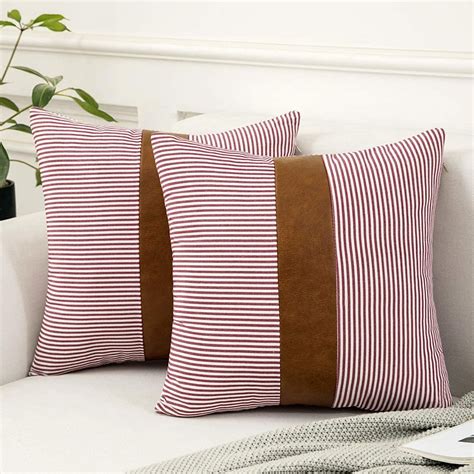 Decorx Stripe Boho Throw Pillow Covers Decorative Square Farmhouse