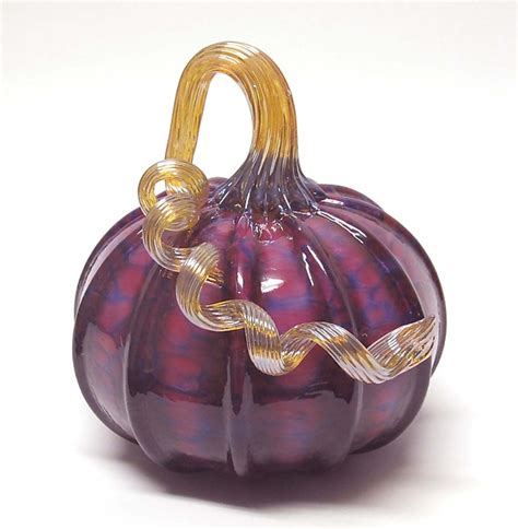 Purple Pumpkin By Ken Hanson And Ingrid Hanson Art Glass Sculpture