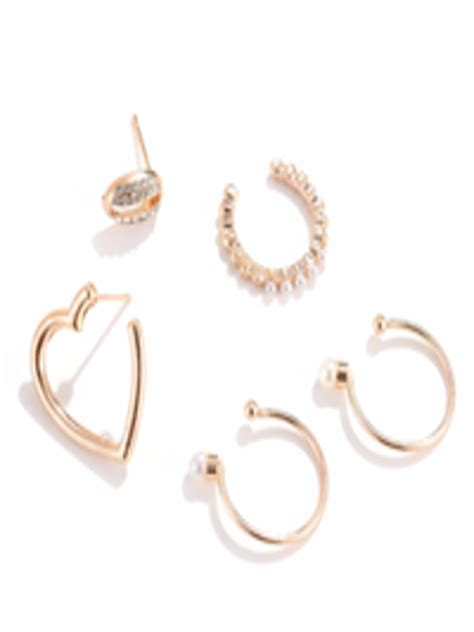 Buy Urbanic Gold Toned White Geometric Studs Earrings Earrings For