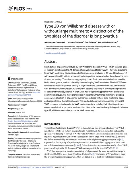Pdf Type 2b Von Willebrand Disease With Or Without Large Multimers A