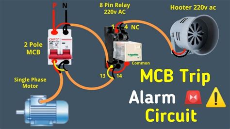 Mcb Trip Alarm Circuit With Motor Mcb Tripping Hooter Wiring Connection In Hindi Urdu Youtube