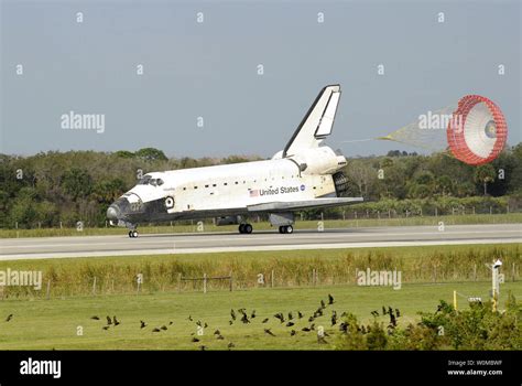 The Space Shuttle Atlantis Sts 122 Lands At The Shuttle Landing