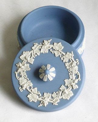 Wedgewood Blue Jasperware Round Trinket Box