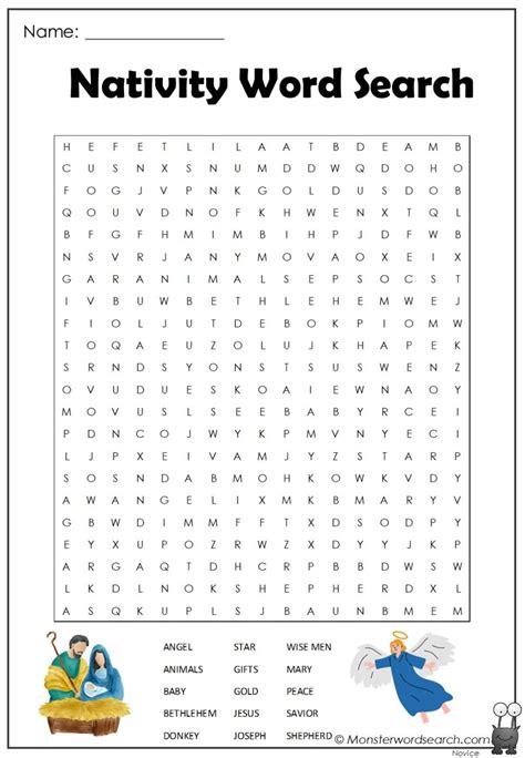 Nativity Word Search Monster Word Search