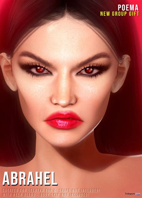 Abrahel Skin For Lelutka Evox March 2022 Group T By Poema Teleport