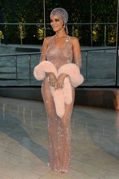 Rihanna In Naked See Through Dress Show Her Tits The Fappening