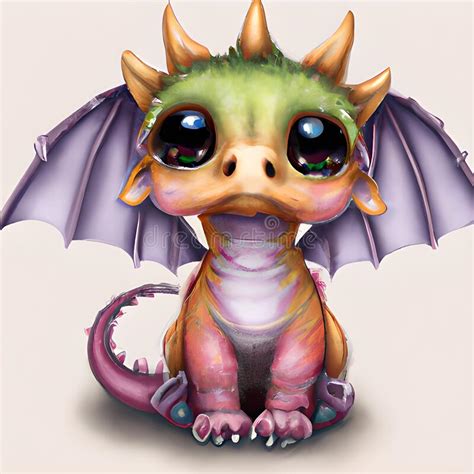 Cute And Adorable Purple Baby Dragon Stock Illustration Illustration