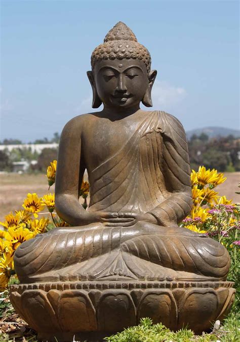 Sold Meditating Buddha On Lotus Base 32 67ls14 Hindu