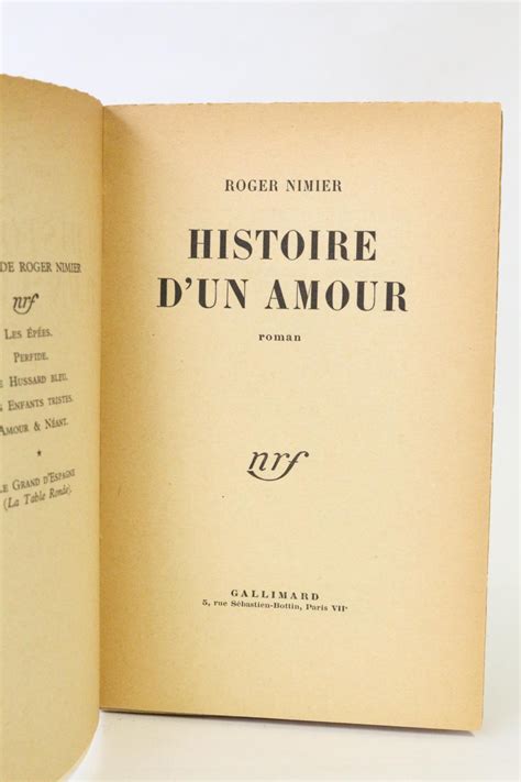 Histoire D Un Amour By NIMIER Roger Couverture Souple 1953 Signed By