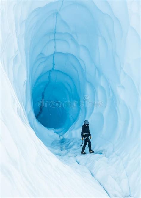Walking Through An Ice Cave On The Matanuska Glacier In