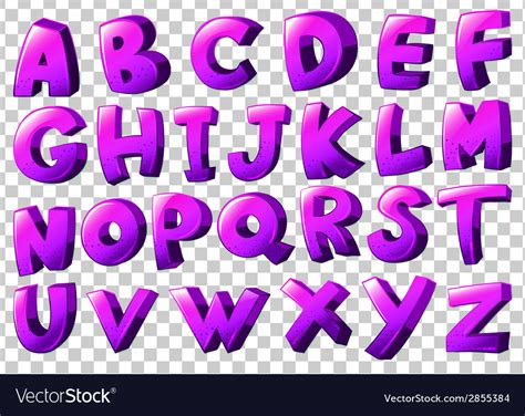 Purple Letters Alphabet Royalty Free Vector Image