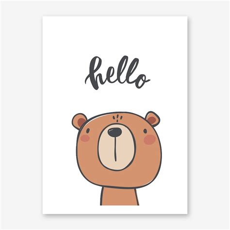 Hello Bear Canvas Print By Pixy Paper Fy