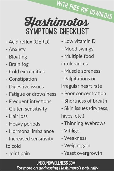 Hashimotos Symptoms Checklist With A Free Pdf Download Hashimoto