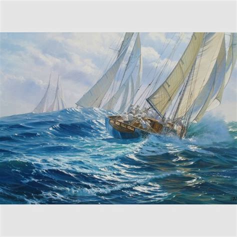 Night Sail Ship Oil Painting Original By Alexander Shenderov Etsy