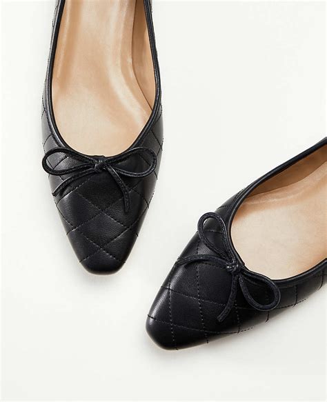 Quilted Leather Ballet Flats Pointed Black