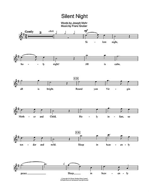 Silent Night Sheet Music By Franz Gruber Flute 106397