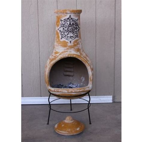 Gardeco Tulum Mexican Chimenea Extra Large In Yellow Inc Stand And Li