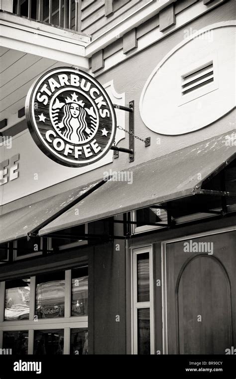 Bandw Starbucks Coffee Sign Stock Photo Alamy