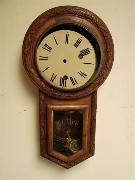 Vintage Regulator A Wooden Wall Clock Parts Movements Faces Chimes