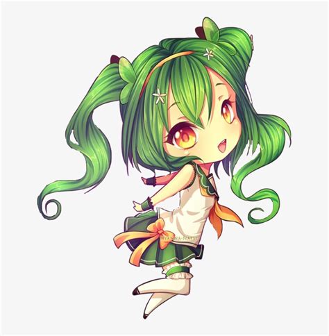 Download Chibi Sticker Green Chibi Anime Girl Hd Transparent Png