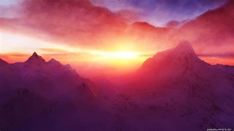 Glorious Mountain Sunset Wallpaper Nature And Landscape Wallpaper