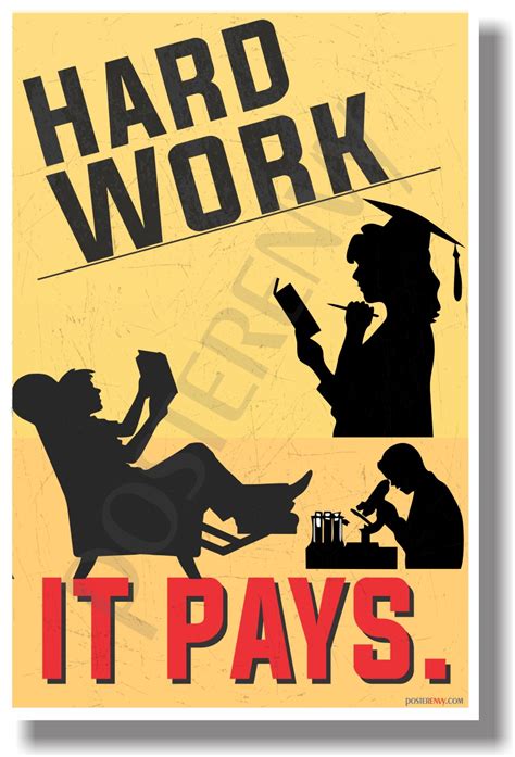 Hard Work It Pays Academics Motivational Classroom Poster Cm1049