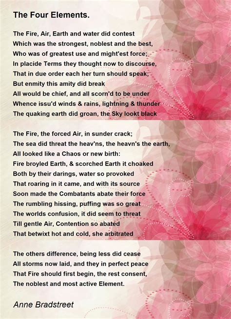 The Four Elements. Poem by Anne Bradstreet - Poem Hunter