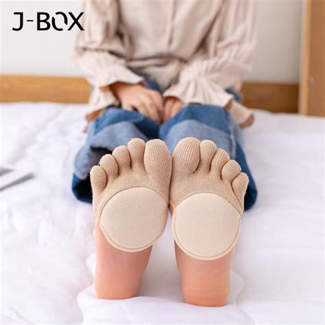 J Box Women Short Ankle Boat Low Cut Socks Girl Half A Palm Socks Short Feminino Toe High Heels