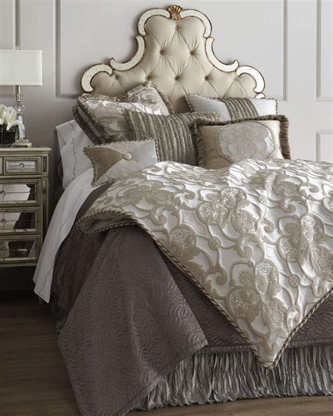 Dian Austin Couture Home Queen Pure Pewter Dust Skirt Luxury Bedding