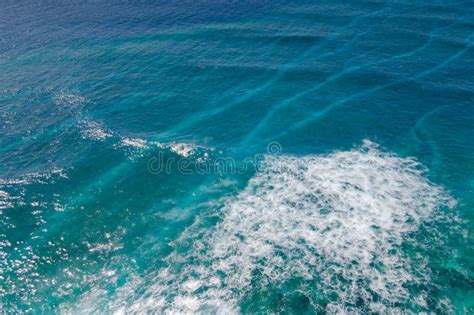 Aerial View Of Big Turquoise Wave Of Indian Ocean In Maldives Stock