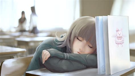 Download 2413x1369 Anime Girl Sleeping In Class