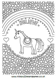 unicorn  rainbows mindful colouring kids puzzles  games