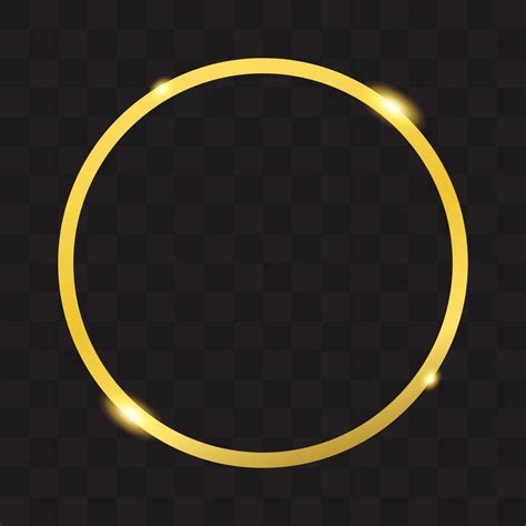 Gold Shiny Circle Border On Black Transparent Background Golden