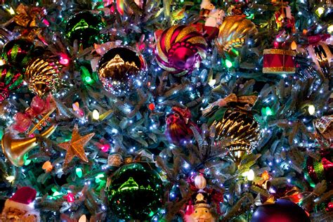 Christmas Tree At Night Desktop Wallpaper