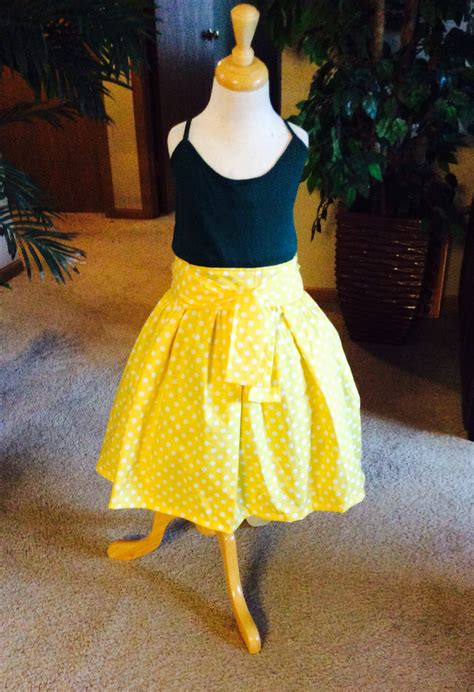 Maxi Midi Sashed Yellowwhite Polka Dot Skirt For Girls Etsy