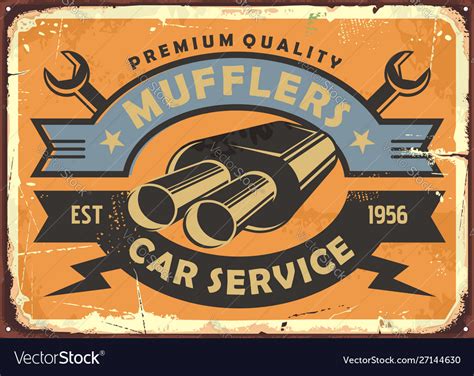 Car Service And Auto Parts Retro Metal Sign Vector Image